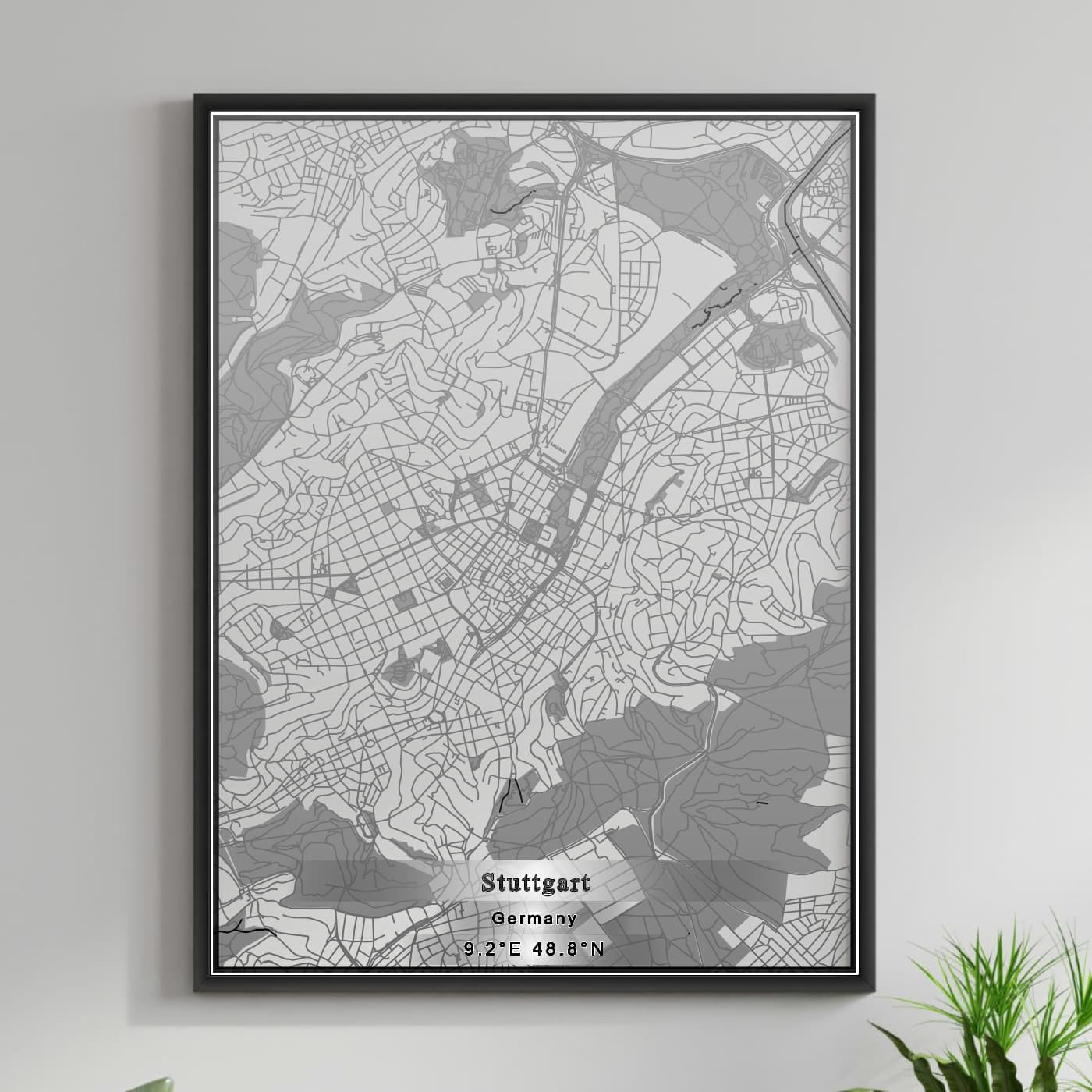 ROAD MAP OF STUTTGART, GERMANY BY MAPBAKES