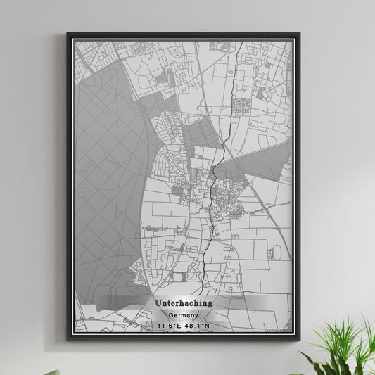 ROAD MAP OF UNTERHACHING, GERMANY BY MAPBAKES