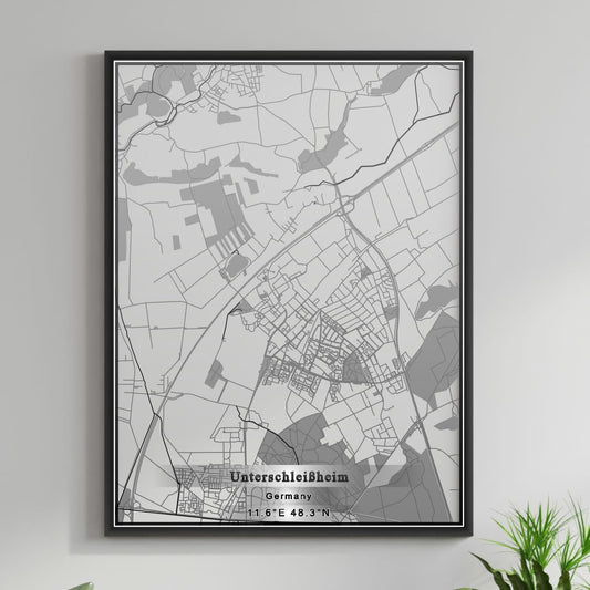 ROAD MAP OF UNTERSCHLEISSHEIM, GERMANY BY MAPBAKES