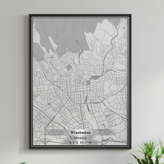 ROAD MAP OF WIESBADEN, GERMANY BY MAPBAKES
