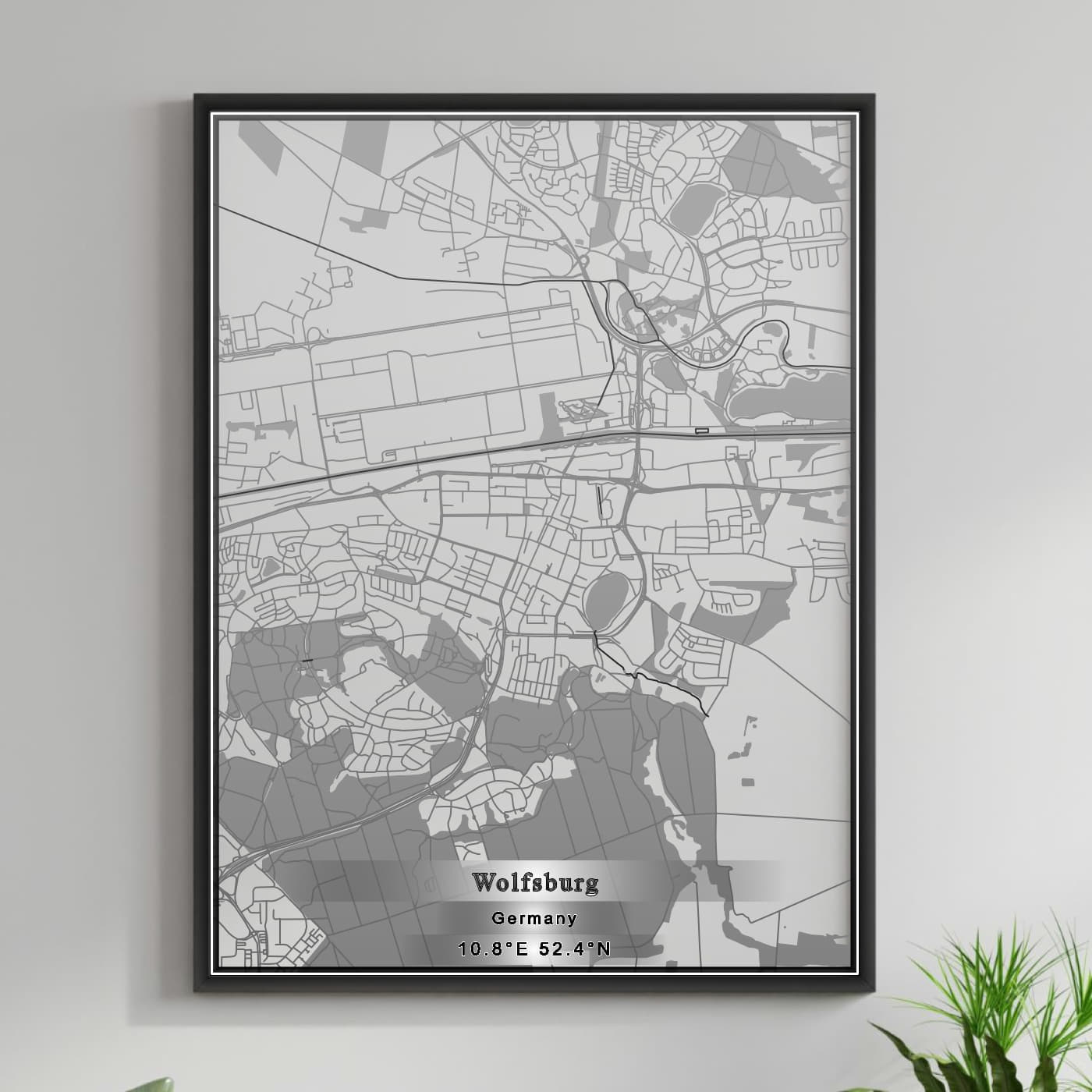 ROAD MAP OF WOLFSBURG, GERMANY BY MAPBAKES