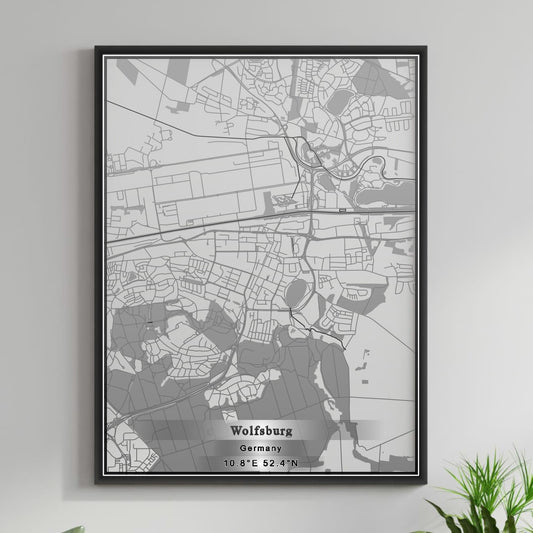 ROAD MAP OF WOLFSBURG, GERMANY BY MAPBAKES