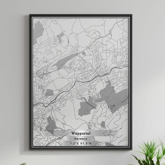 ROAD MAP OF WUPPERTAL, GERMANY BY MAPBAKES
