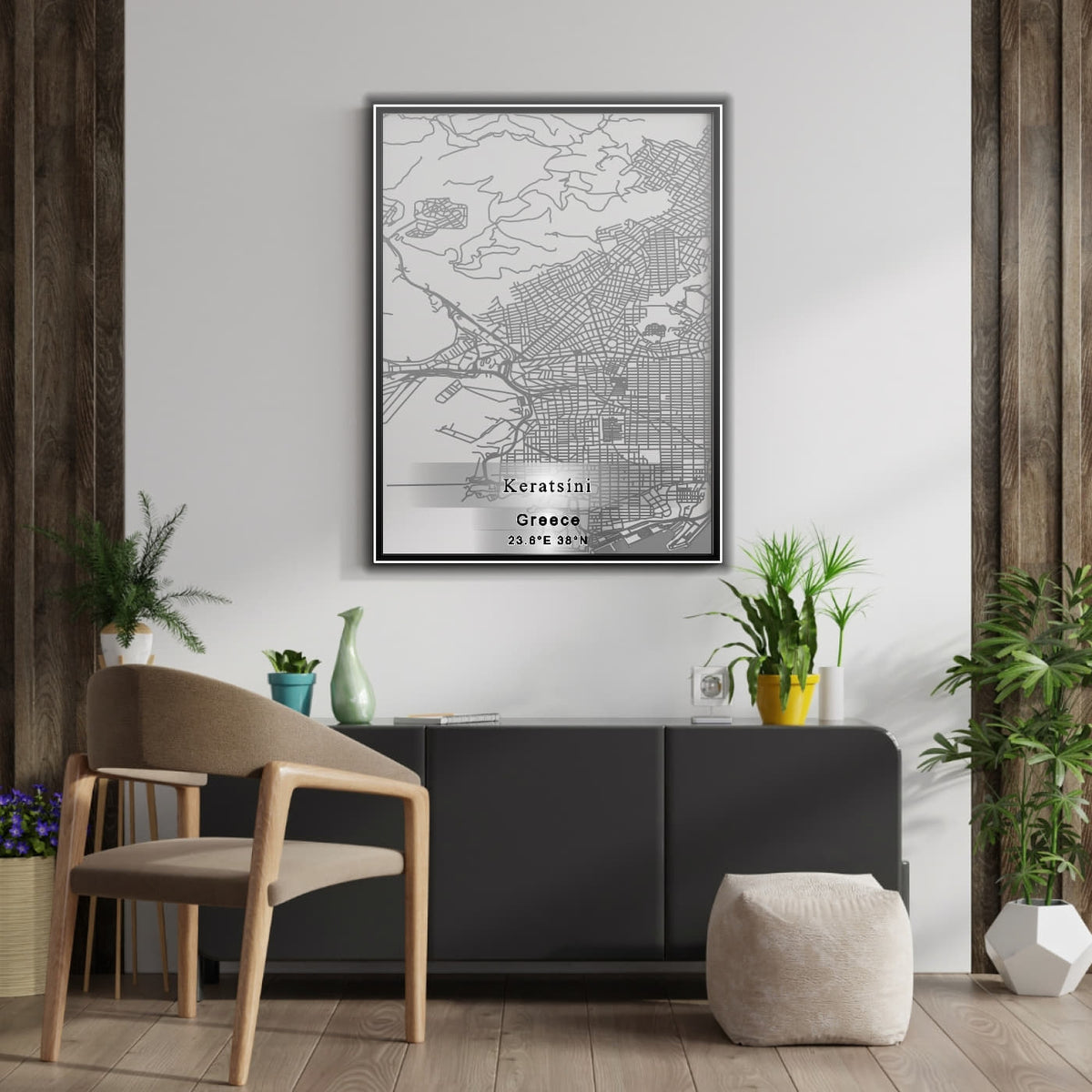 ROAD MAP OF KERATSÍNI, GREECE BY MAPAKES