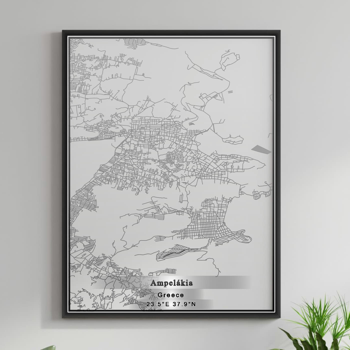 ROAD MAP OF AMPELÁKIA, GREECE BY MAPAKES