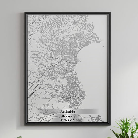 ROAD MAP OF ARTÉMIDA, GREECE BY MAPAKES