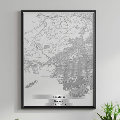 ROAD MAP OF KERATSÍNI, GREECE BY MAPAKES