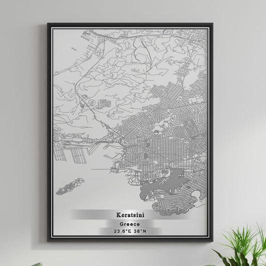 ROAD MAP OF KERATSÍNI, GREECE BY MAPAKES