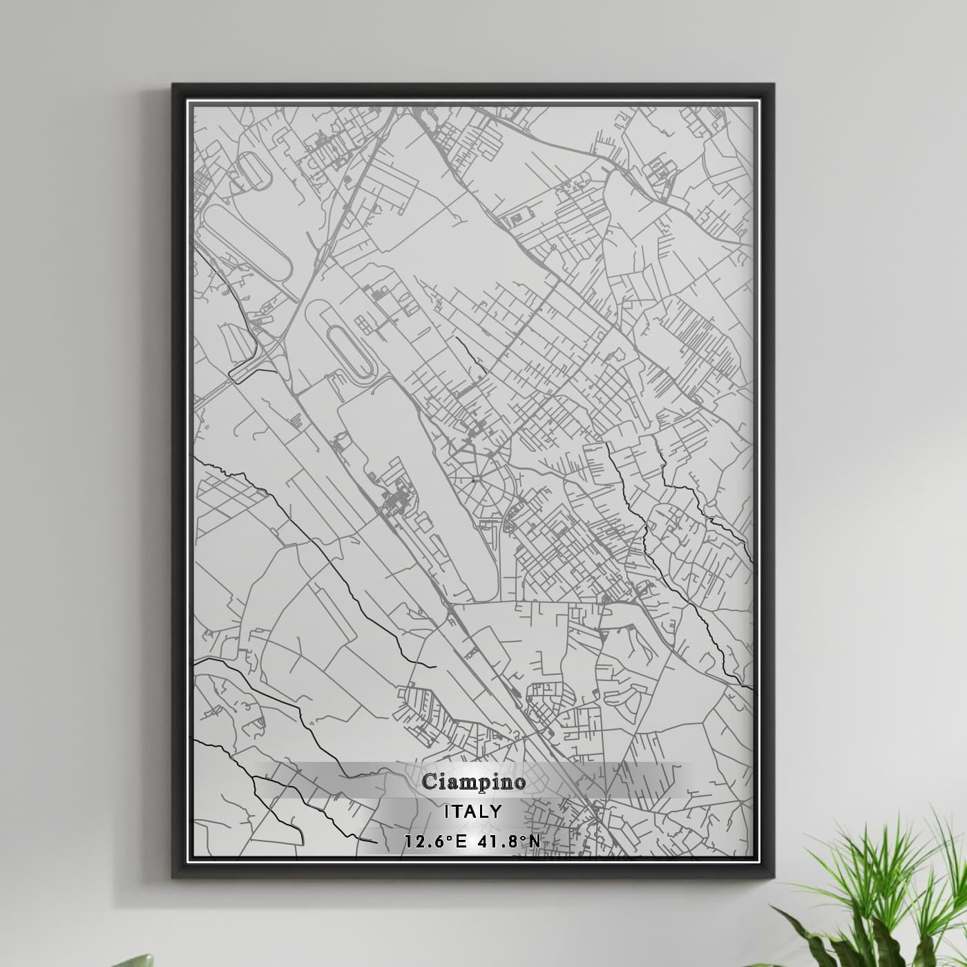 ROAD MAP OF CIAMPINO, ITALY BY MAPBAKES