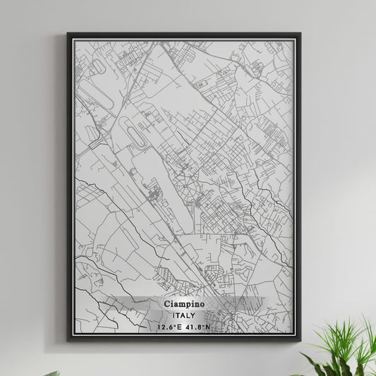 ROAD MAP OF CIAMPINO, ITALY BY MAPBAKES