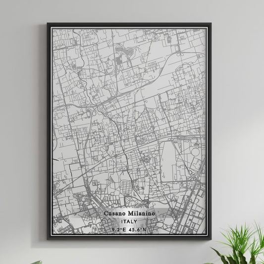 ROAD MAP OF CUSANO MILANINO, ITALY BY MAPBAKES