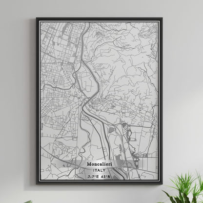 ROAD MAP OF MONCALIERI, ITALY BY MAPBAKES