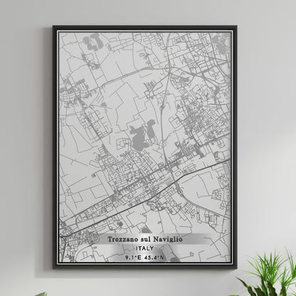 ROAD MAP OF TREZZANO SUL NAVIGLIO, ITALY BY MAPBAKES