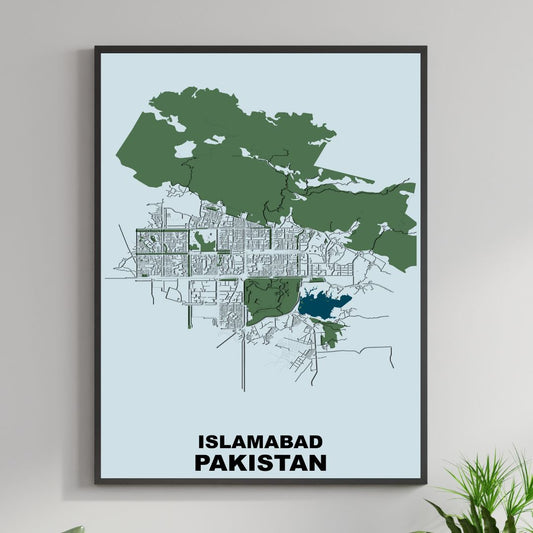 COLOURED ROAD MAP OF ISLAMABAD, PAKISTAN BY MAPBAKES