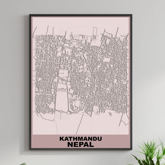 COLOURED ROAD MAP OF KATHMANDU, NEPAL BY MAPBAKES