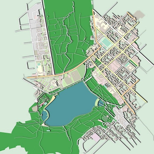 COLOURED ROAD MAP OF CHISINAU, MOLDOVA BY MAPBAKES