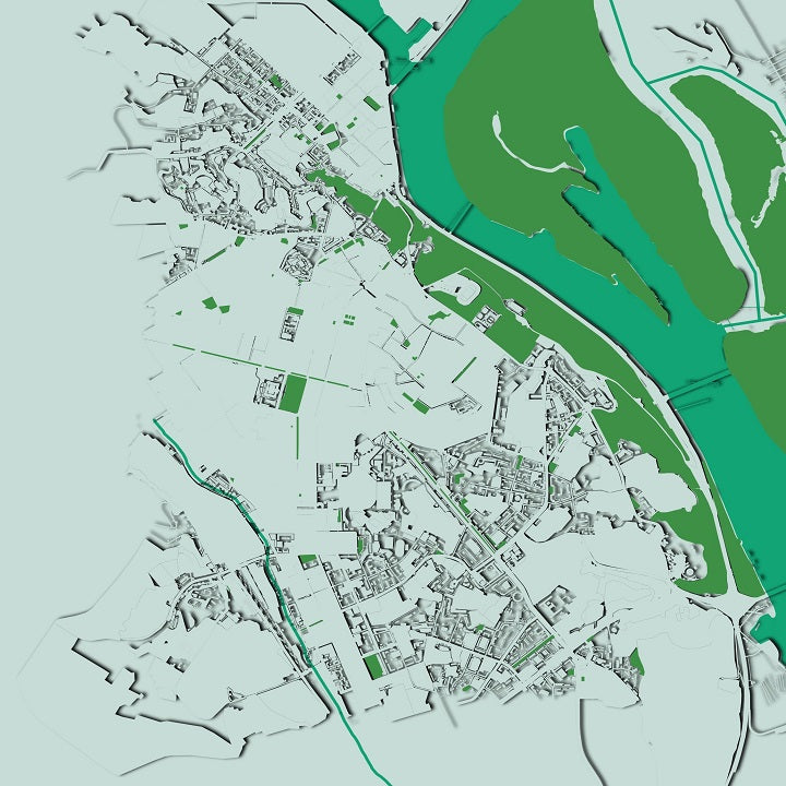 COLOURED ROAD MAP OF KYIV, UKRAINE BY MAPBAKES