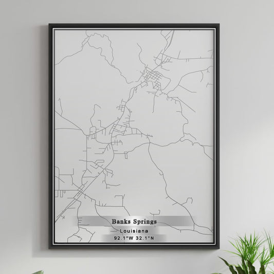 ROAD MAP OF BANKS SPRINGS, LOUISIANA BY MAPBAKES