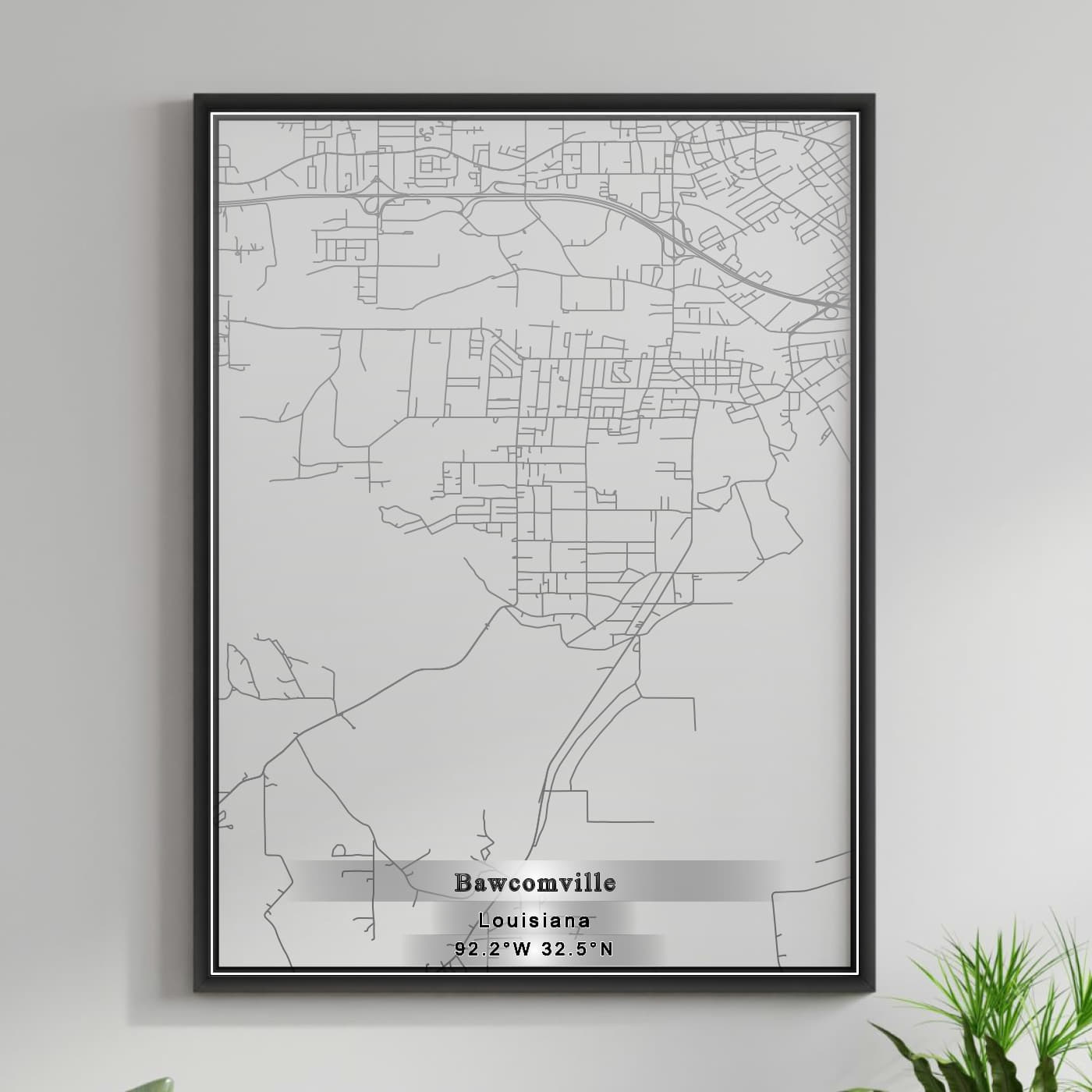 ROAD MAP OF BAWCOMVILLE, LOUISIANA BY MAPBAKES