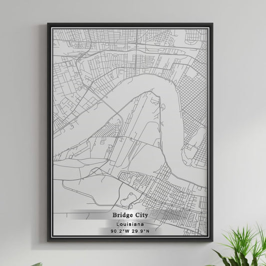 ROAD MAP OF BRIDGE CITY, LOUISIANA BY MAPBAKES