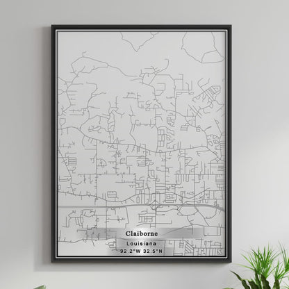 ROAD MAP OF CLAIBORNE, LOUISIANA BY MAPBAKES