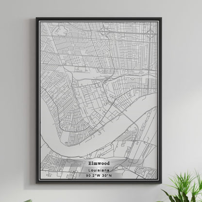 ROAD MAP OF ELMWOOD, LOUISIANA BY MAPBAKES