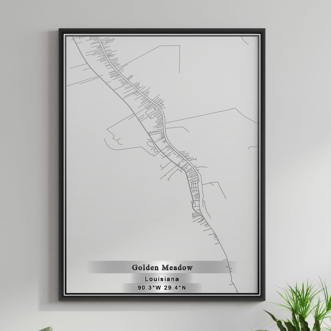 ROAD MAP OF GOLDEN MEADOW, LOUISIANA BY MAPBAKES