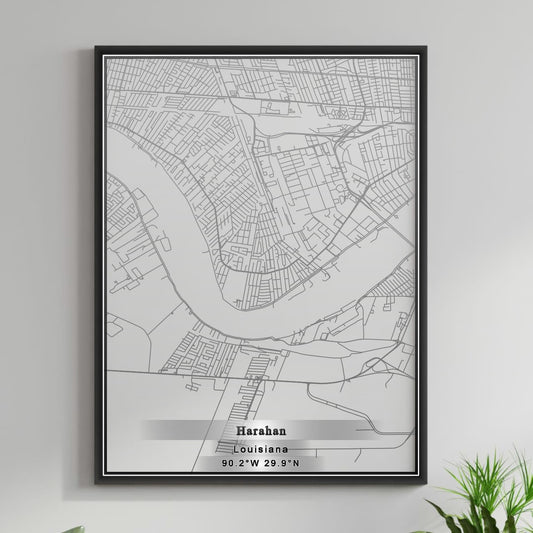 ROAD MAP OF HARAHAN, LOUISIANA BY MAPBAKES