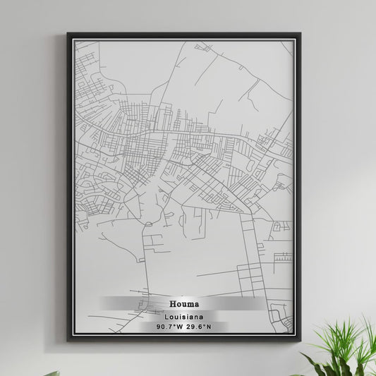 ROAD MAP OF HOUMA, LOUISIANA BY MAPBAKES