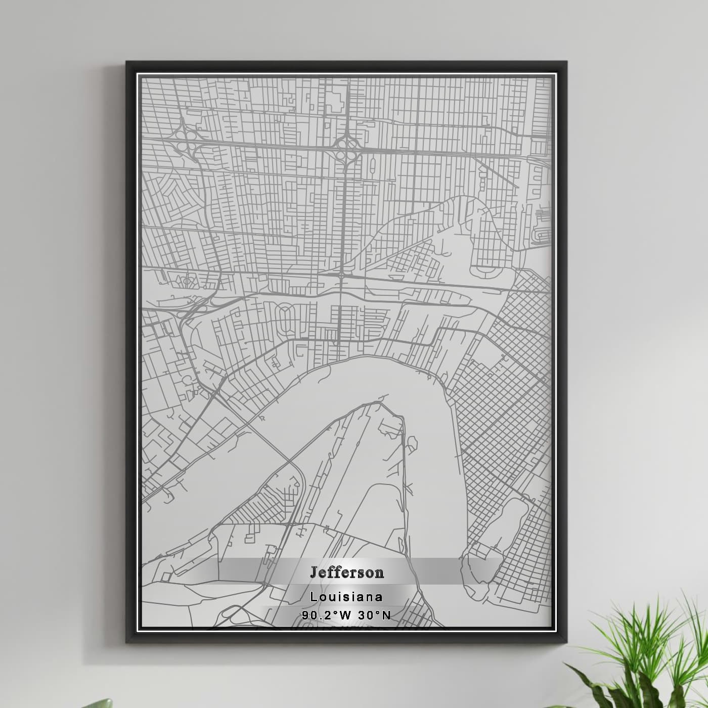 ROAD MAP OF JEFFERSON, LOUISIANA BY MAPBAKES