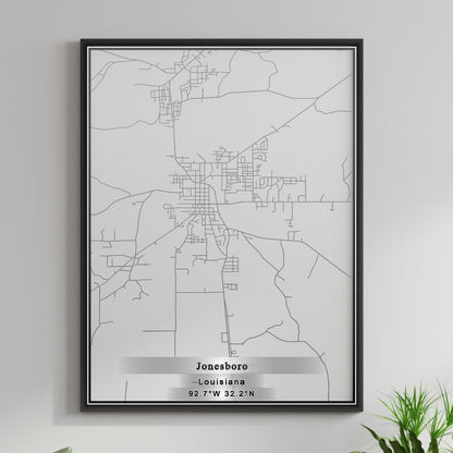 ROAD MAP OF JONESBORO, LOUISIANA BY MAPBAKES