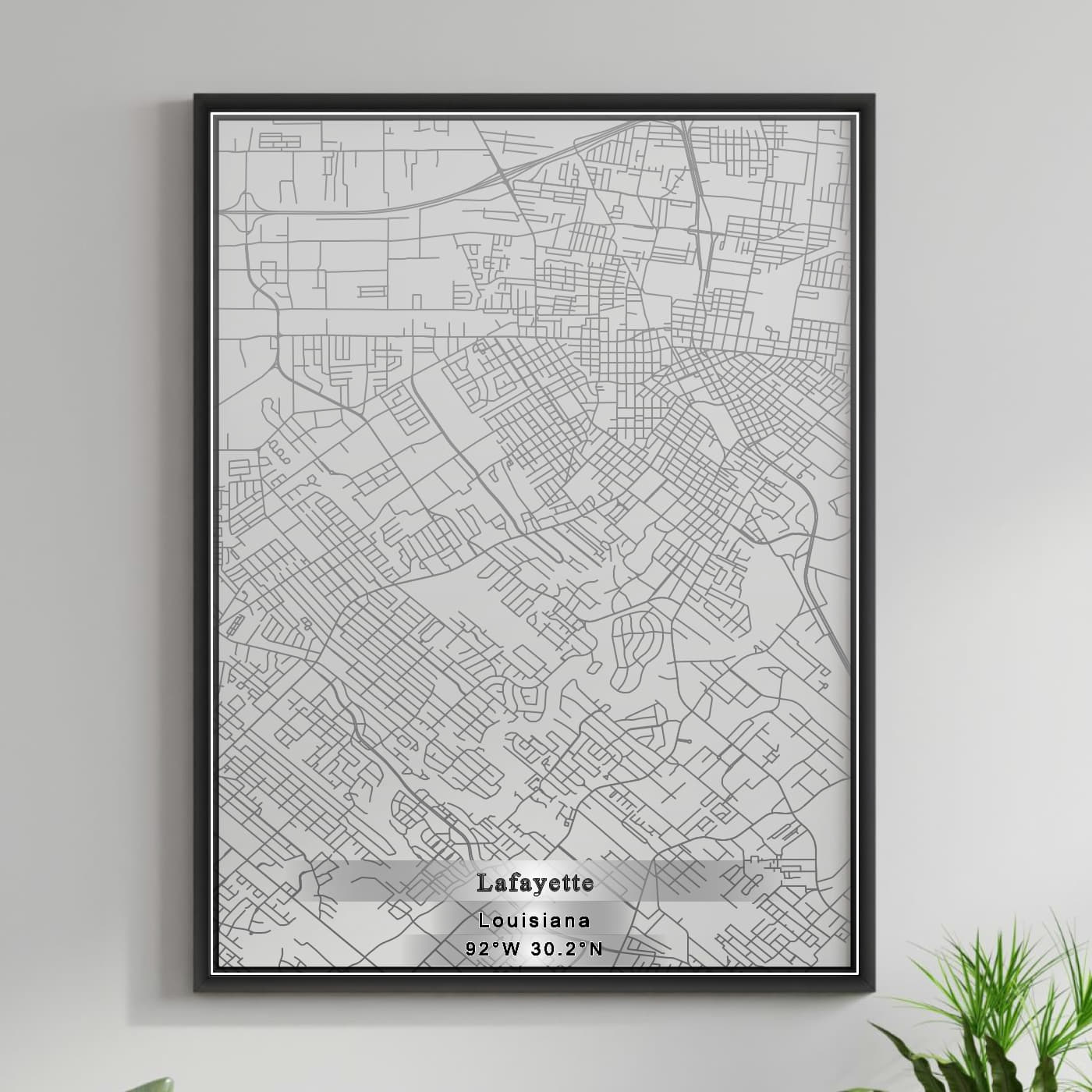 ROAD MAP OF LAFAYETTE, LOUISIANA BY MAPBAKES