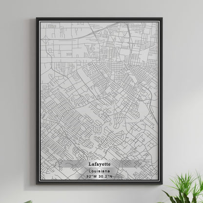 ROAD MAP OF LAFAYETTE, LOUISIANA BY MAPBAKES