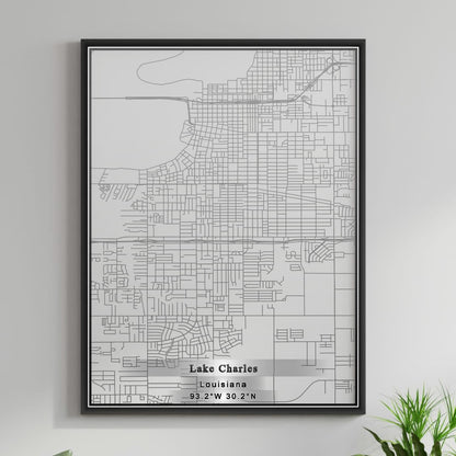 ROAD MAP OF LAKE CHARLES, LOUISIANA BY MAPBAKES