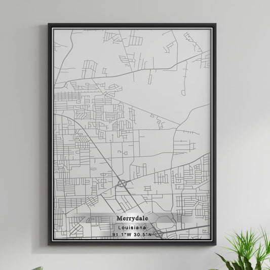 ROAD MAP OF MERRYDALE, LOUISIANA BY MAPBAKES