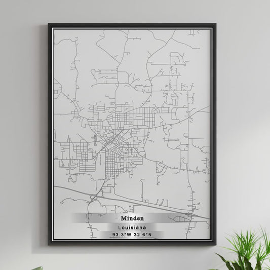 ROAD MAP OF MINDEN, LOUISIANA BY MAPBAKES