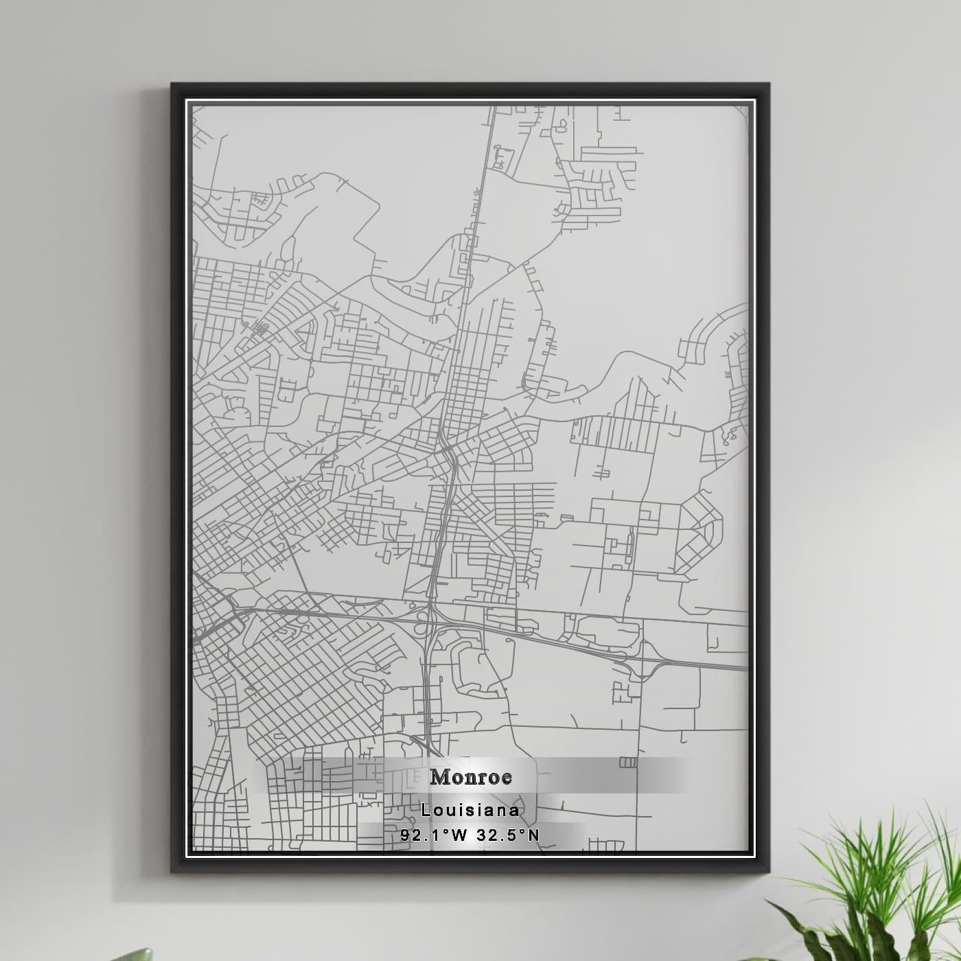 ROAD MAP OF MONROE, LOUISIANA BY MAPBAKES