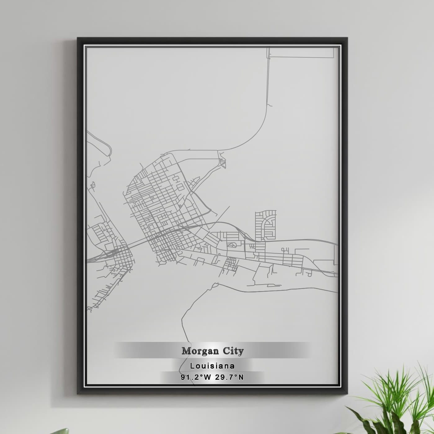 ROAD MAP OF MORGAN CITY, LOUISIANA BY MAPBAKES