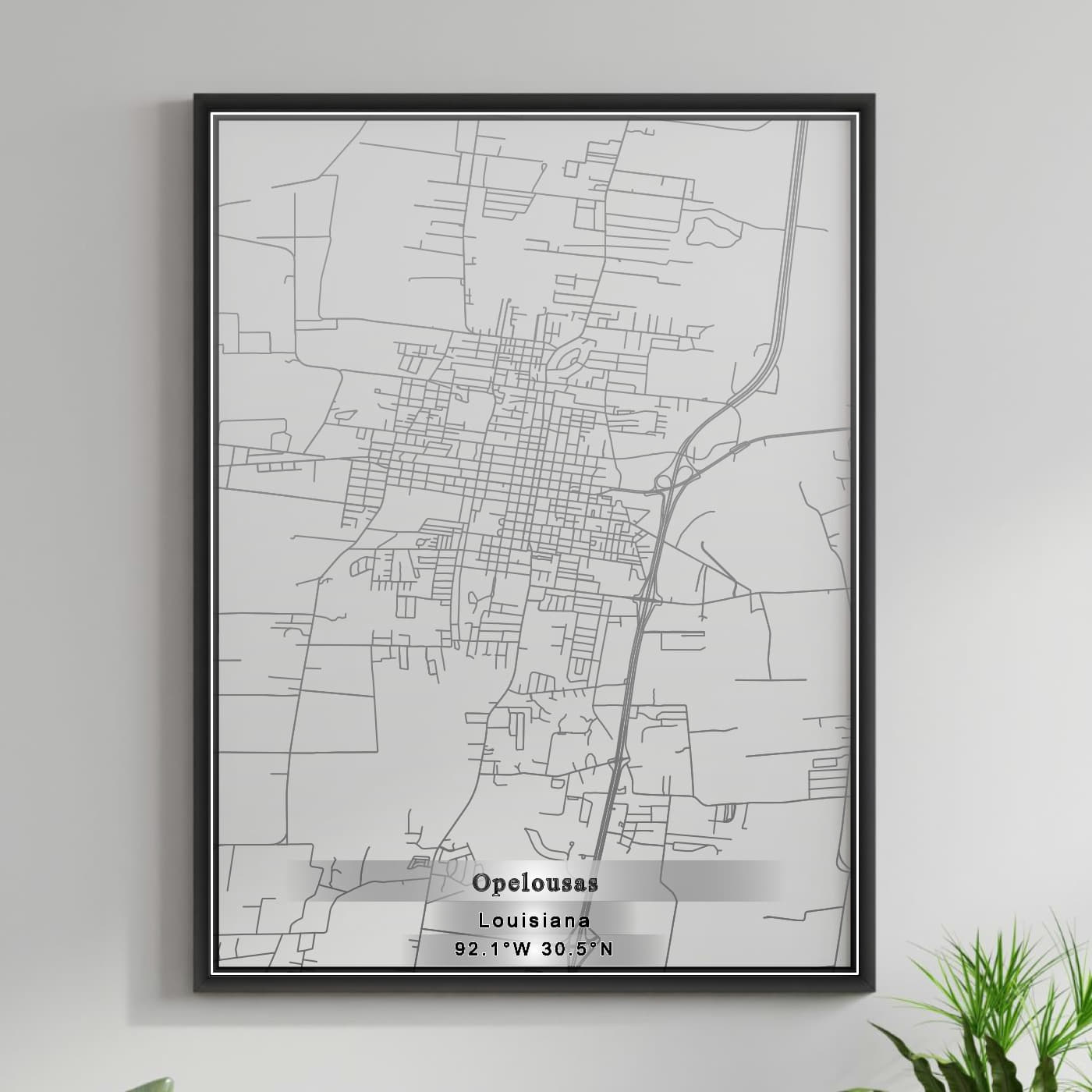 ROAD MAP OF OPELOUSAS, LOUISIANA BY MAPBAKES