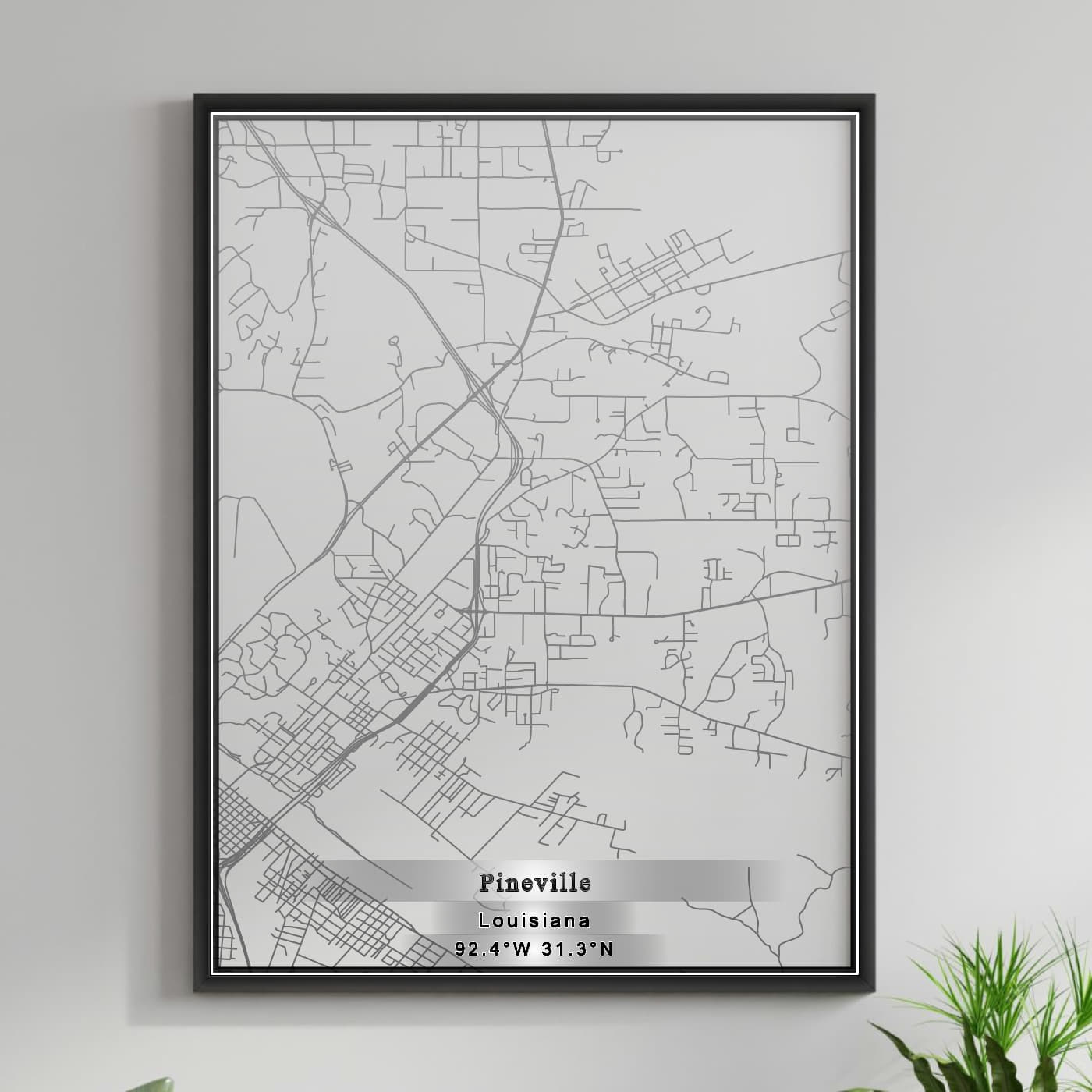 ROAD MAP OF PINEVILLE, LOUISIANA BY MAPBAKES