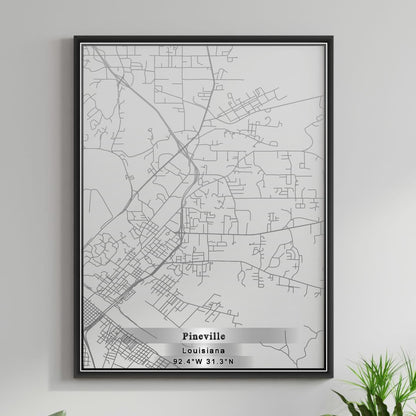 ROAD MAP OF PINEVILLE, LOUISIANA BY MAPBAKES