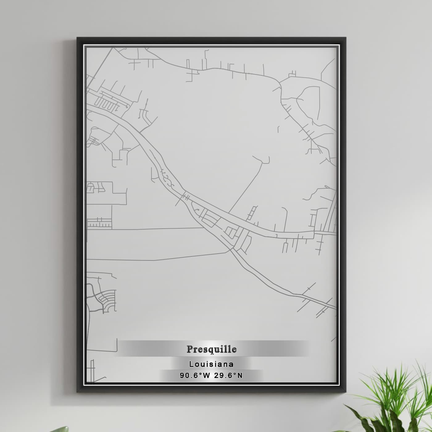 ROAD MAP OF PRESQUILLE, LOUISIANA BY MAPBAKES