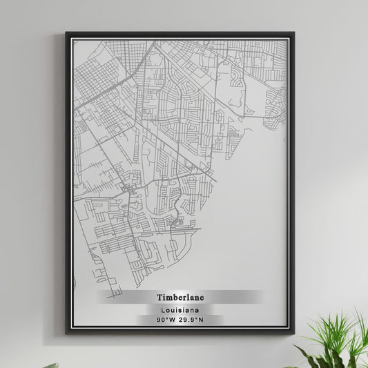 ROAD MAP OF TIMBERLANE, LOUISIANA BY MAPBAKES