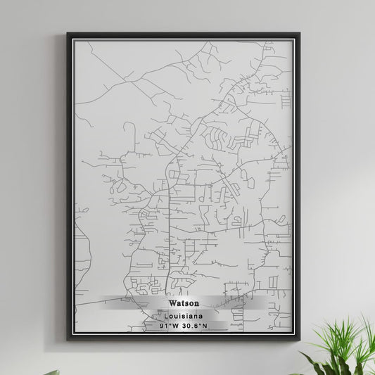 ROAD MAP OF WATSON, LOUISIANA BY MAPBAKES