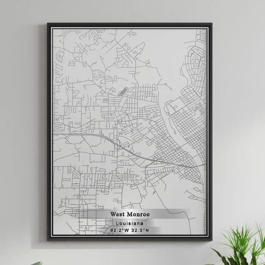 ROAD MAP OF WEST MONROE, LOUISIANA BY MAPBAKES