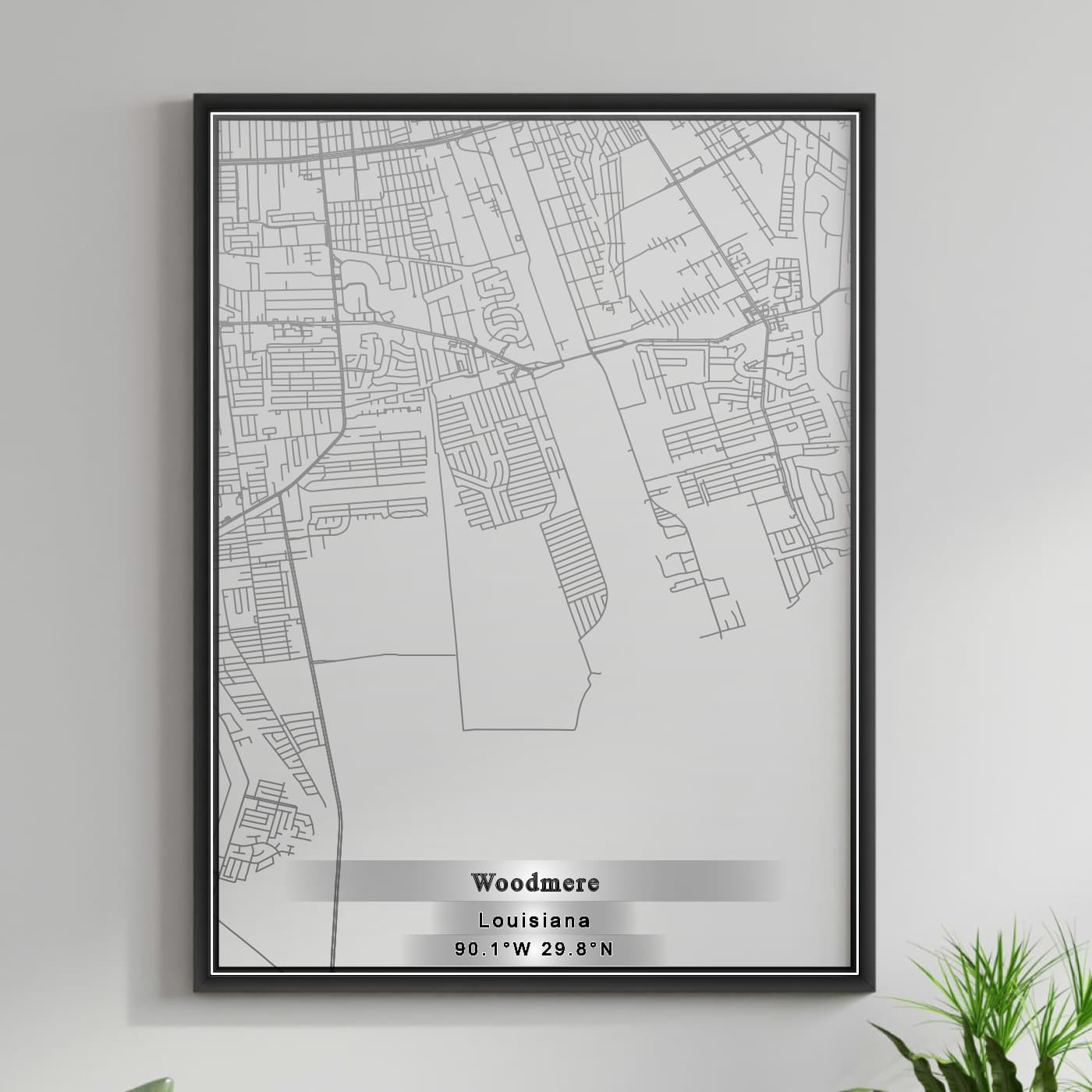 ROAD MAP OF WOODMERE, LOUISIANA BY MAPBAKES