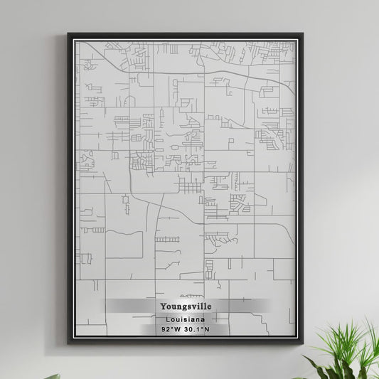 ROAD MAP OF YOUNGSVILLE, LOUISIANA BY MAPBAKES