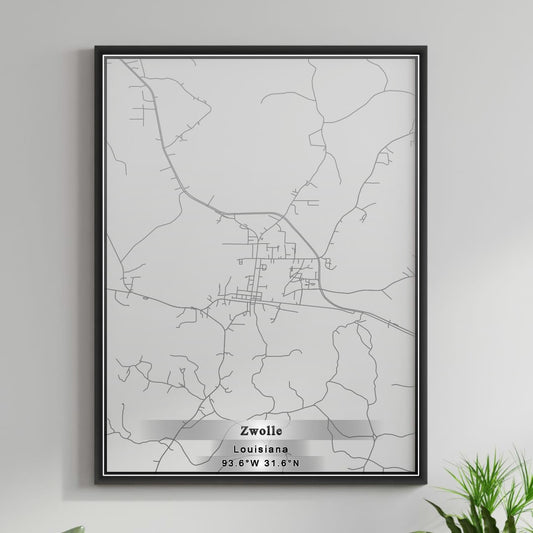 ROAD MAP OF ZWOLLE, LOUISIANA BY MAPBAKES