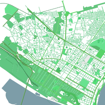 COLOURED ROAD MAP OF MAPUTO, MOZAMBIQUE BY MAPBAKES