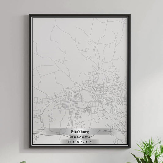 ROAD MAP OF FITCHBURG, MASSACHUSETTS BY MAPBAKES